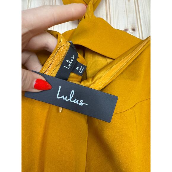 NWT Lulus Mesmerizing Perfection Yellow Halter Neck Backless Maxi Dress Size M - Picture 7 of 8